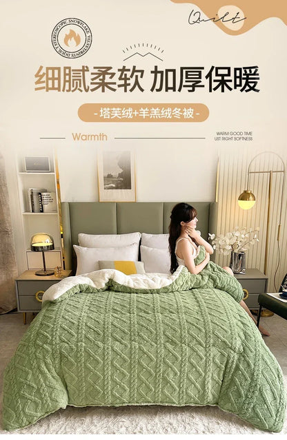 New Super Thick Winter Warm Blanket for Bed Artificial Lamb Cashmere Weighted Blankets Soft Comfortable Warmth Quilt Comforter.