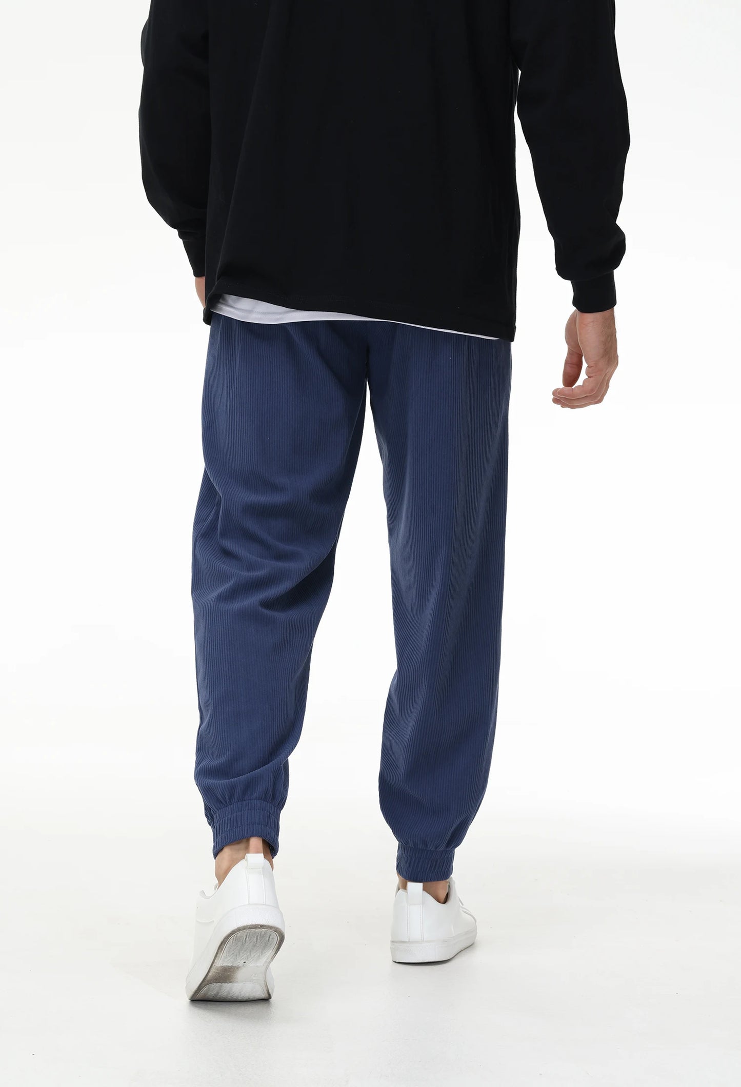 Mens Corduroy Sweatpants Elastic Waist Drawstring Tapered Pants With 4 Pockets for Jogging Running Outdoor Warm Sports.