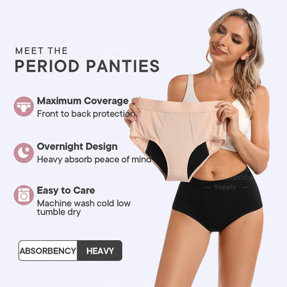 High Waist Menstrual Panties for Women 4-Layer Leakproof Protection Fast Absorbent Period Panties Heavy Flow Briefs.