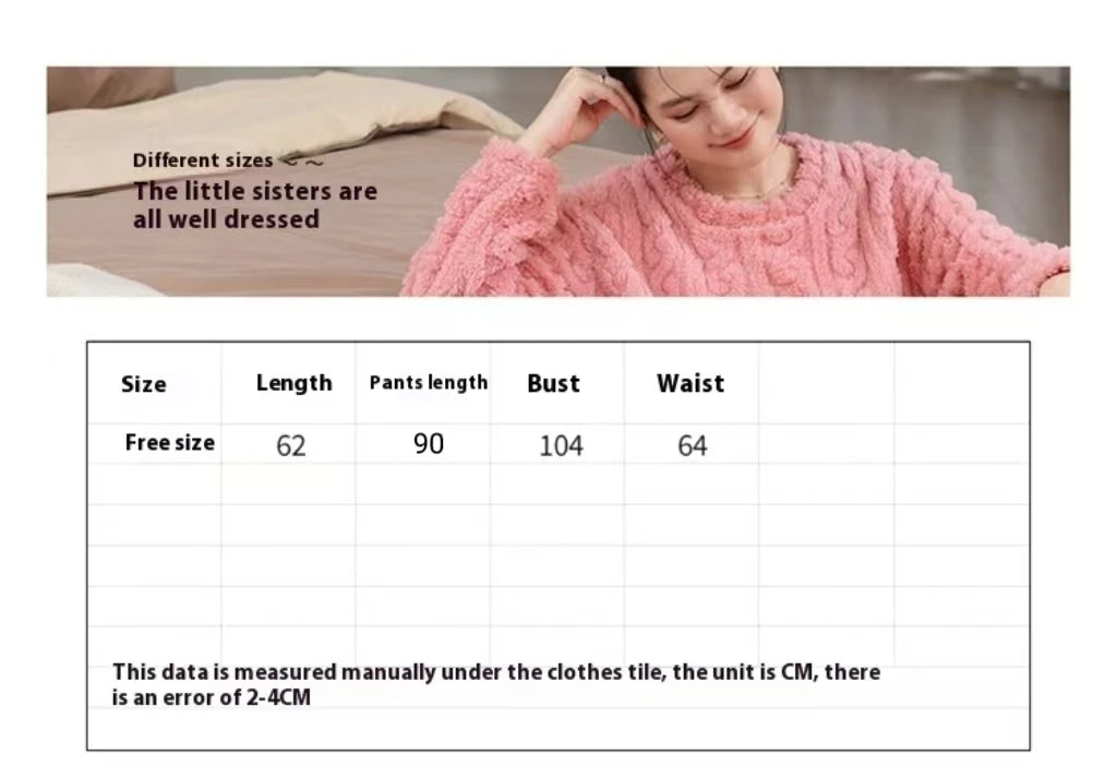 Korallen Samt Neue Warme Pyjamas Homewear Anzug Japanische und Koreanische frauen Herbst und Winter Verdickte Lose Pyjamas Homewear Anzug.