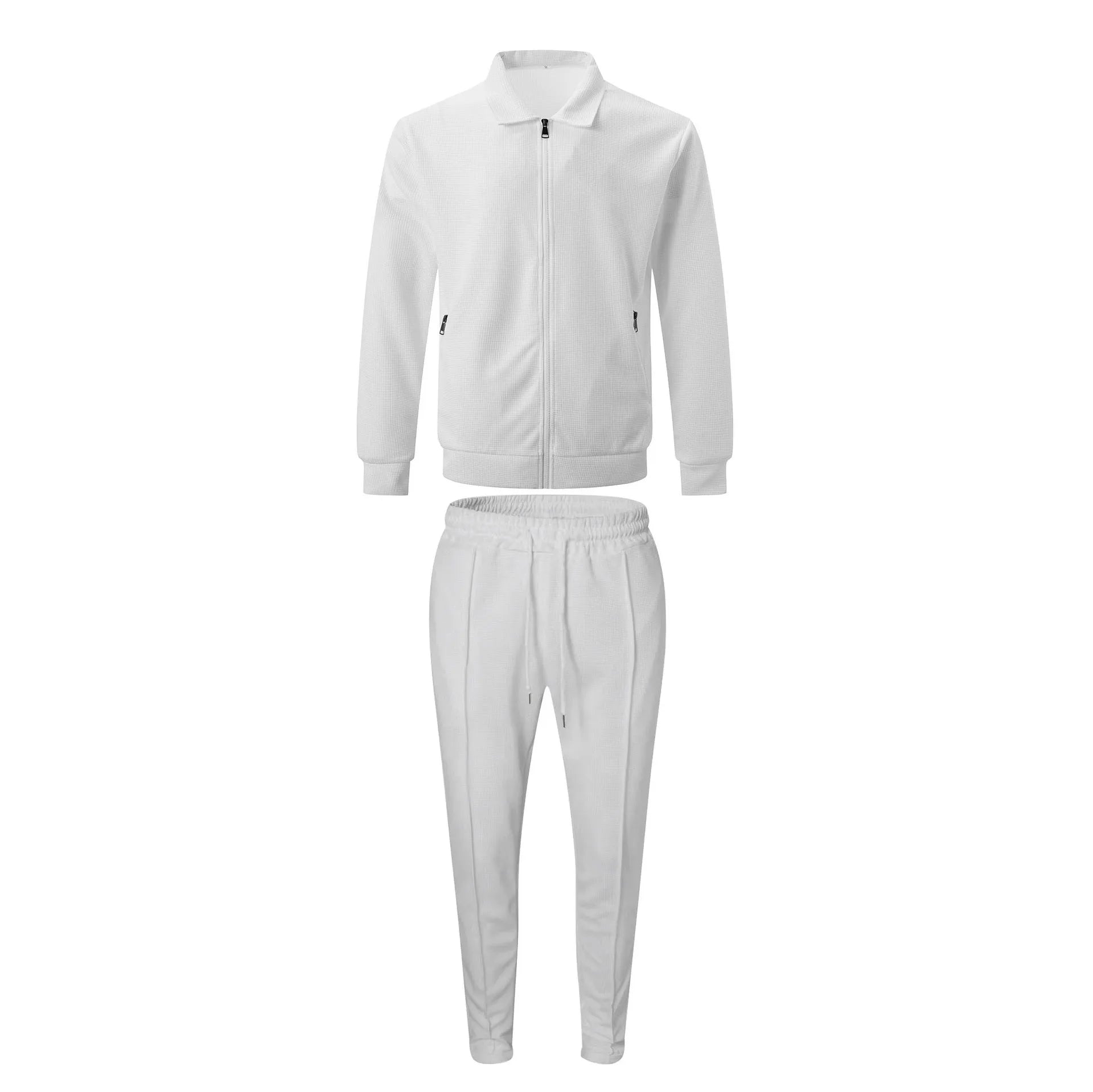 The new 2025 spring and autumn sports men's youth popular solid color jacket jacket trousers two leisure sports suit.