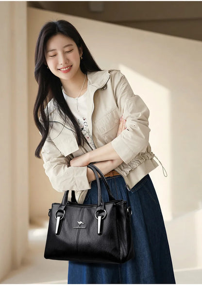 Genuine 3Layers High Quality Soft PU Leather Ladies Shoulder Crossbody Bags for Women  Luxury Handbags  Women  Designer A Main.