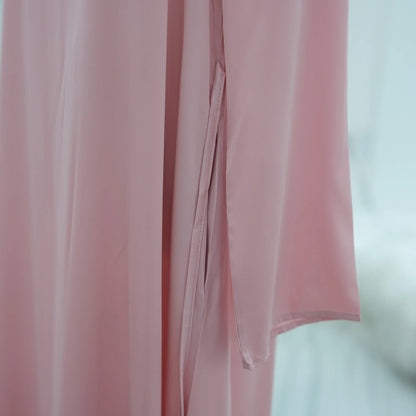 Eid Pink Embroidery Abayas for Women Muslim Dress Dubai Open Abaya Turkey Kaftan Kebaya Kimono Cardigan Islam Clothing Jalabiya.