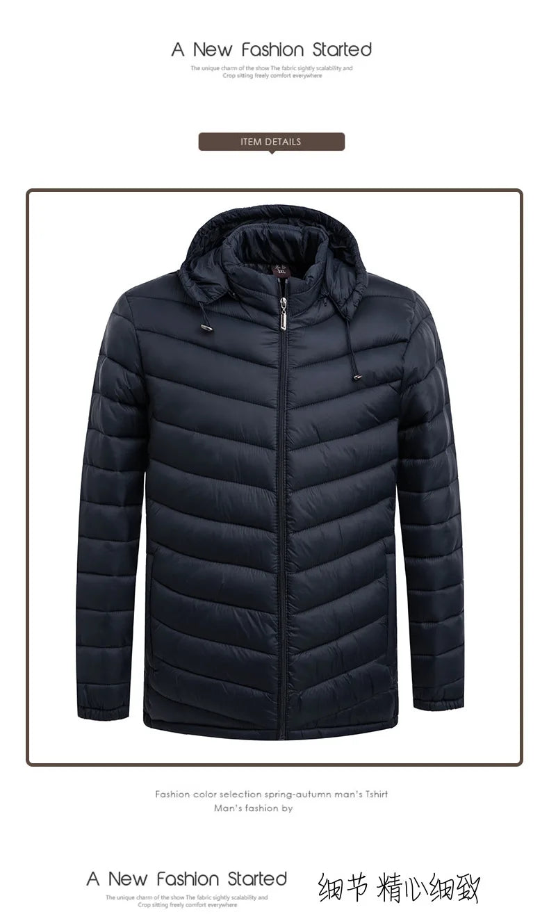 New Autumn Men's Thin Cotton Jacket Ribs Middle-aged and Elderly Hooded Cotton.