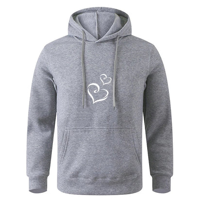 Autumn Fleece Solid Color Korean Fashion Drawstring Pockets Finger Heart Hooded Long Sleeve Loose Hoodie Sweatshirts Top.