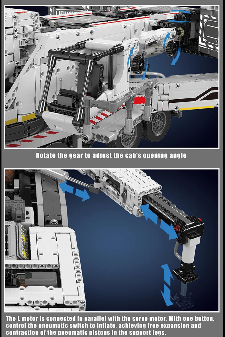 Mould King 17007 17008 Technical Truck Building Block Remote Control Liebherred LTM 11200 Crane Model Kids Christmas Car Toys.