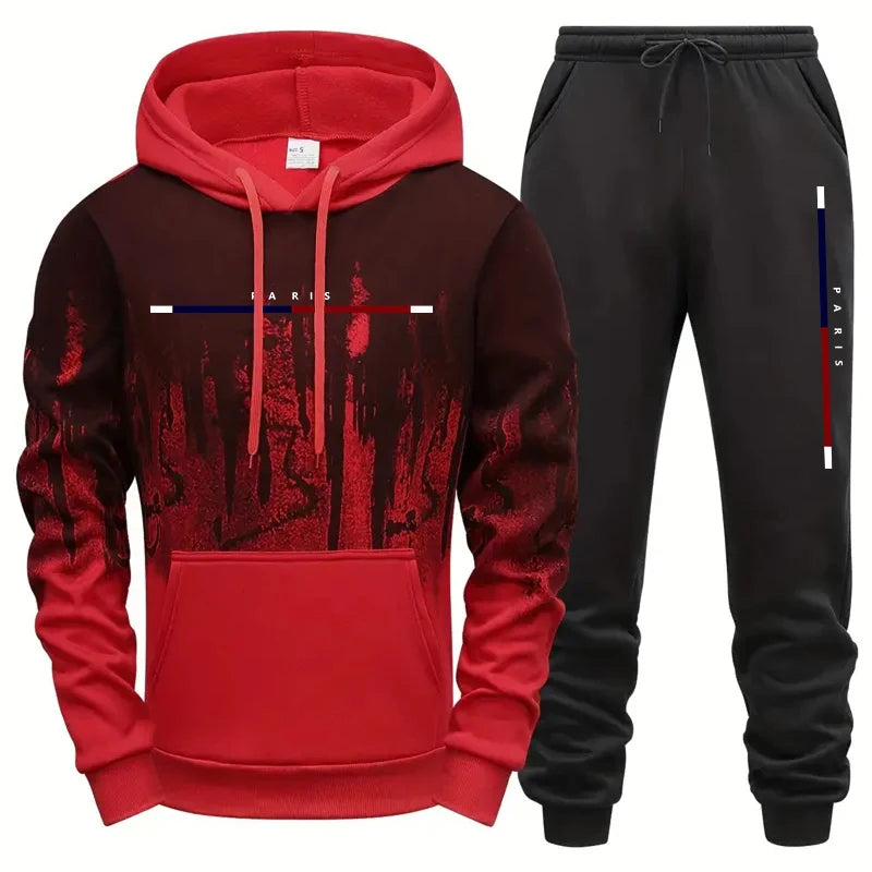 Paris Mode Herren Kapuzen-Trainingsanzug 2-teiliges Set Hochwertiger männlicher täglicher lässiger Sport-Jogginganzug Home Outdoor Hoodie Outftis.