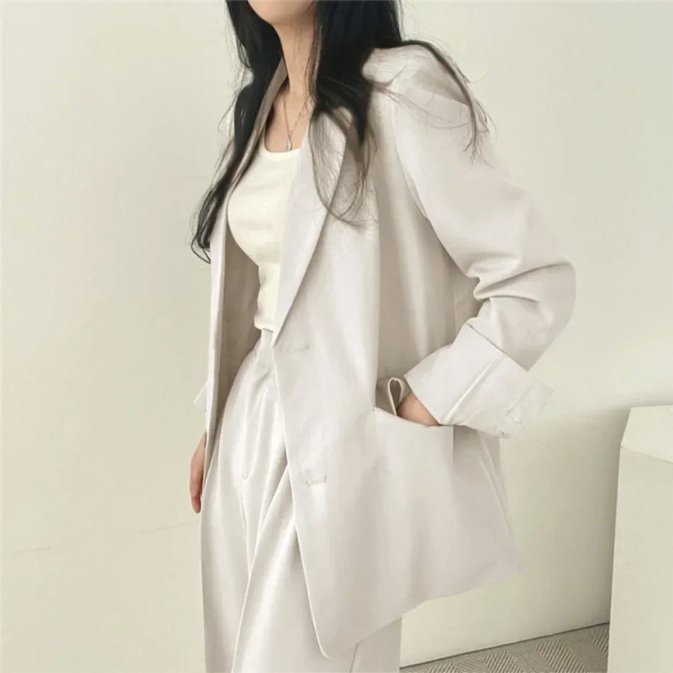 Mode 2-teilige Sets Damen Outfits Frühling Herbst Neu in Koreanische Hosen Sets Pendler Eleganter Anzug Mantel 2-teilige Sets Damen Jacke