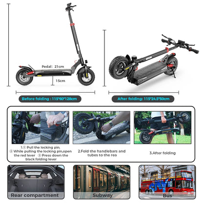 iScooter ix3 Foldable Adult Electric Scooter E-Scooter, 40KM/H Electric Kick Scooter, 800W Skateboards, 48V 10Ah Kickboard.
