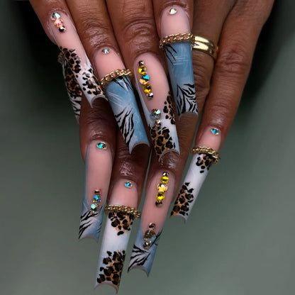 24Pcs Sweet Cool Spice Girl Press on Nails Black French Bow False Nails Y2k Star Glitter Diamond Nail Long Square Gel Fake Nails.