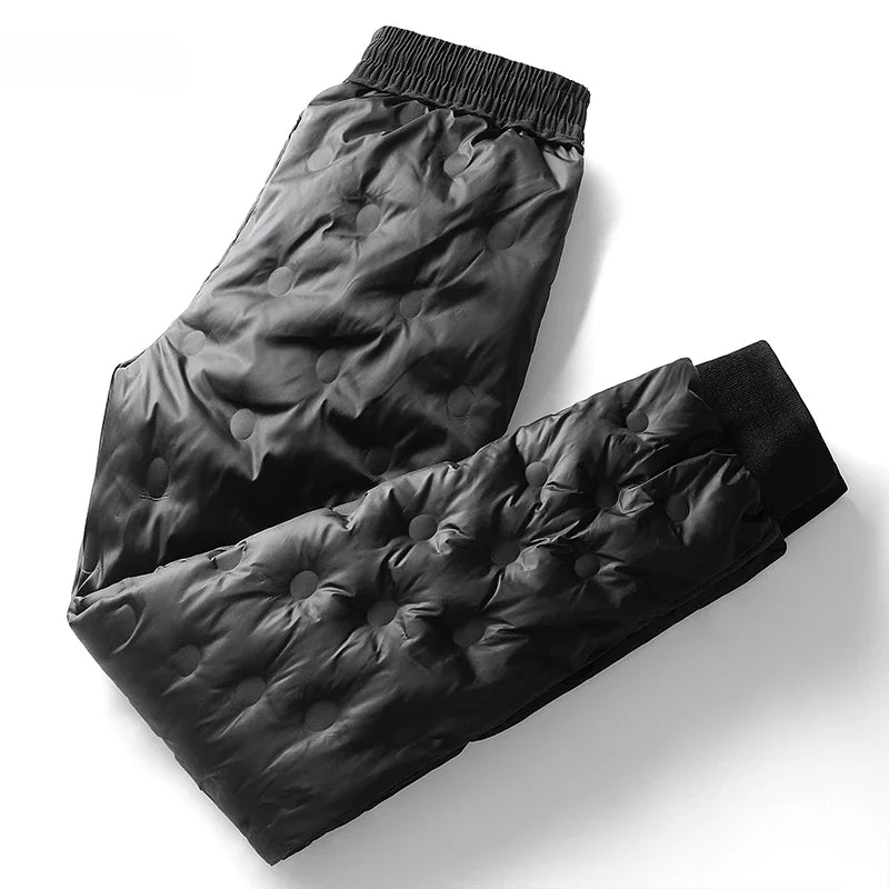 Men's Down Pants Autumn Winter New Solid Color Thickened Warm Outdoor Travel Adventure Harem Pants Men's Plus Size Casual Pants.