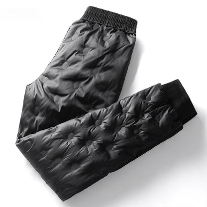 Men's Down Pants Autumn Winter New Solid Color Thickened Warm Outdoor Travel Adventure Harem Pants Men's Plus Size Casual Pants.