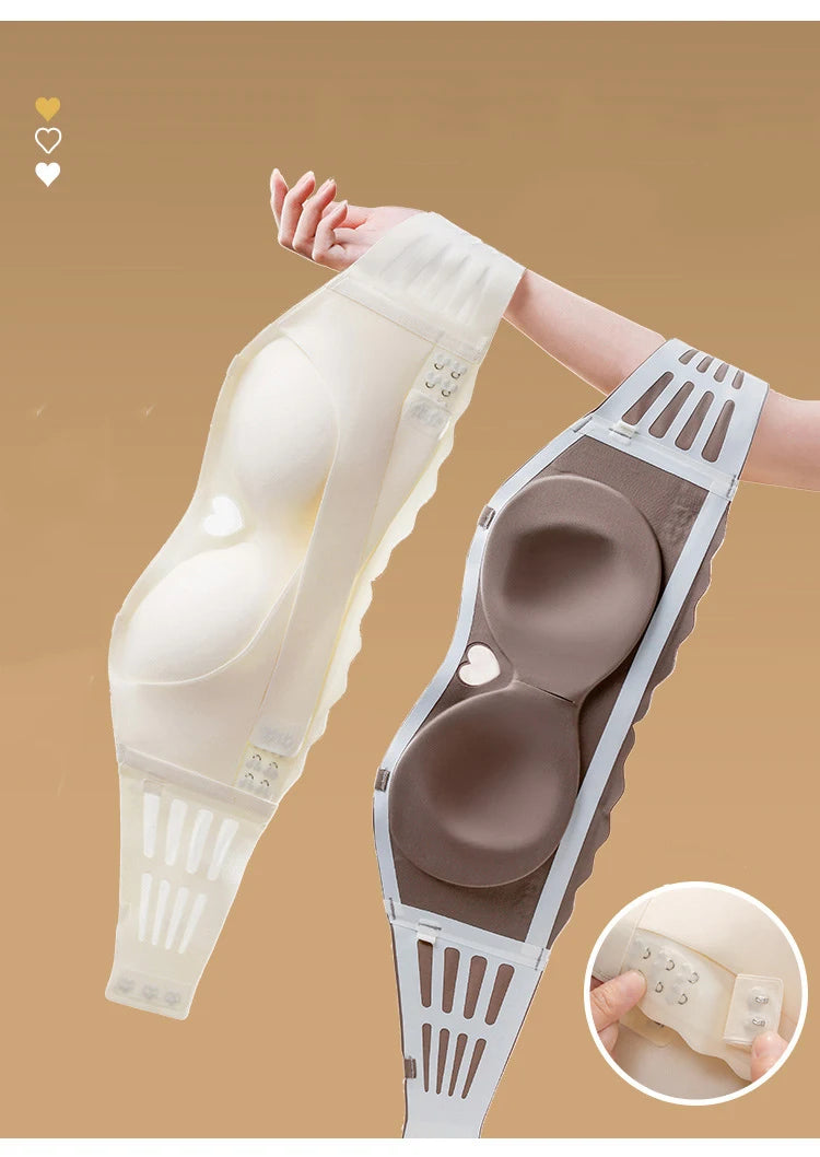 Women's Invisible Strapless Bra Front Buckle Design Anti-Slip Small Chest Gathering Markless All-match Beautiful Underwear.