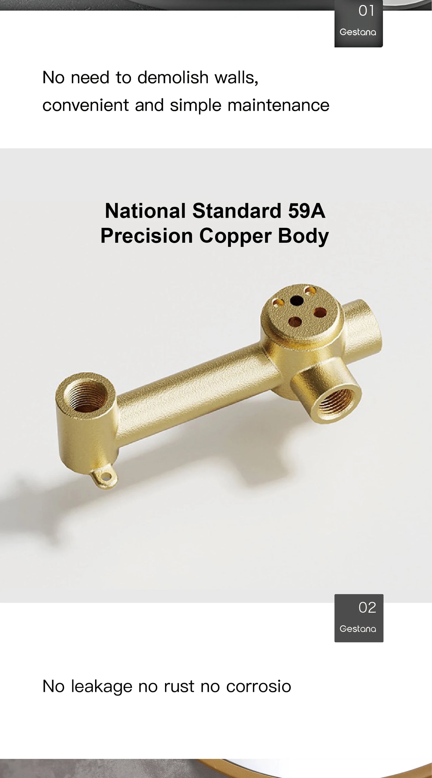 Luxury brushed gold brass wall mounted adjustable water volume bathroom faucet Embedded design for hot and cold water basin Tap