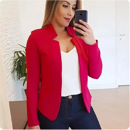 Strickjacke einfarbig lang ärmel ige Damen elegante Anzug Jacke täglich Büro Mode Straße Herbst Slim Fit Top.