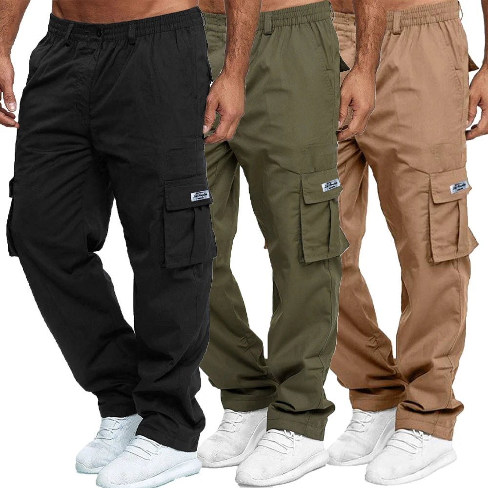 Men's Cargo Pants Sweatpants Outdoor Loose Straight Long Trousers Summer Casual Multi-Pocket Durable Workwear Male Trousers.