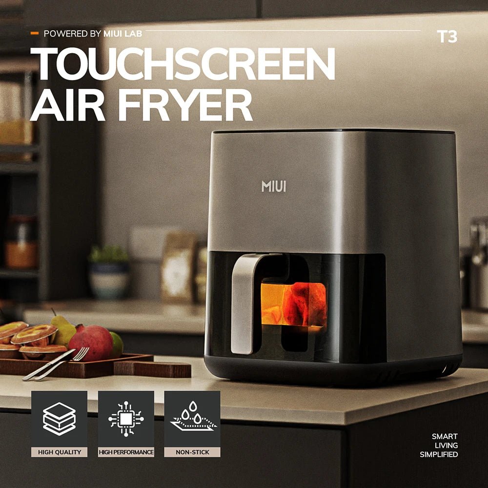 MIUI Air Fryer 5L, Electric Hot Fryer Oven Oilless Cooker with Touch Control & Nonstick Basket & Visible Window, Family Size.