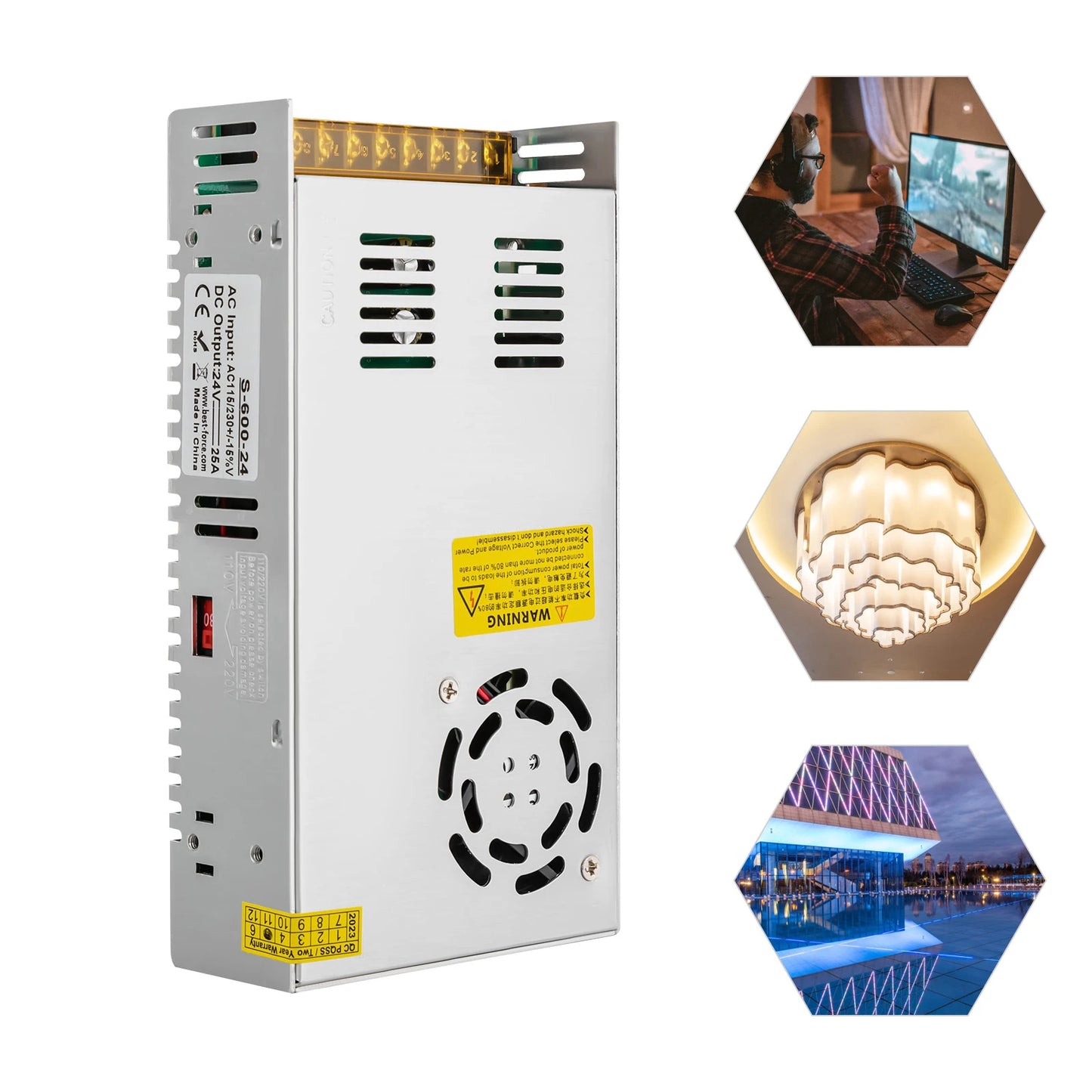 Power Supply 25A/20A 600W/1000W Voltage Converter AC 220V to DC 24V/48V Transformer Switching Power Supply, Adapter.