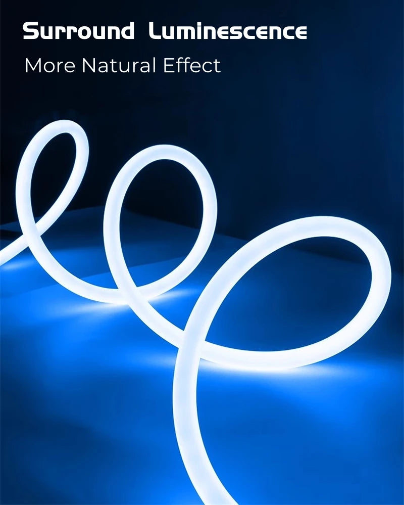 360° Glowing Round LED Neon Tube Rope Lamp Flexible Silicone Diffuser Channel WS2811 WS2812B Soft IP65 Outdoor Tape Strip Lights.