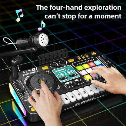 Multifunctional DJ Mixer Children Simulation DJ Controller Live Sound Card Music Player Whac A Mole Game Toys Kids Birthday Gift.