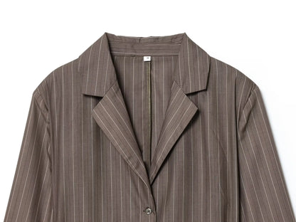 KONDALA Women Elegant Striped Blazer Suit Slim Button Blazer or Wide-leg Pants 2025 Spring Fall Fashion Mujer Commute Pants Set.