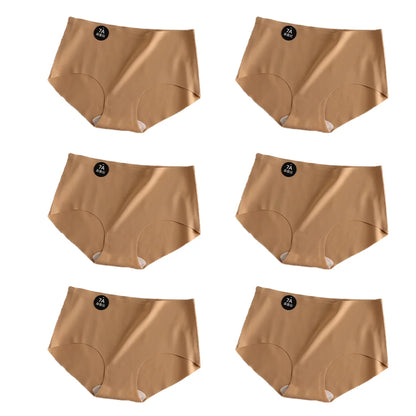 6pcs Seamless Mulberry Silk Panties Women's Ultra-thin Underwear Sexy High-elastic Soft Breathable Female Daily Panties.