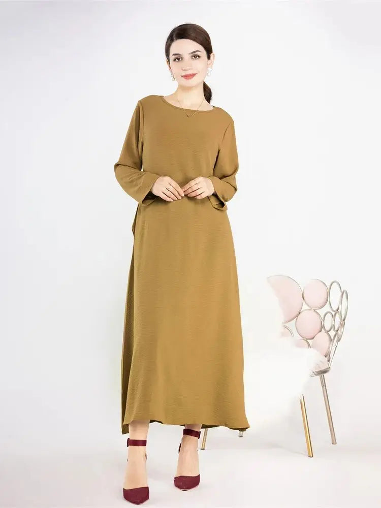 Ramadan Eid Solid Linen Dubai Abaya Turkey Islam Muslim Modest Dress Kaftan Prayer Clothes For Women Kebaya Robe Femme Musulmane