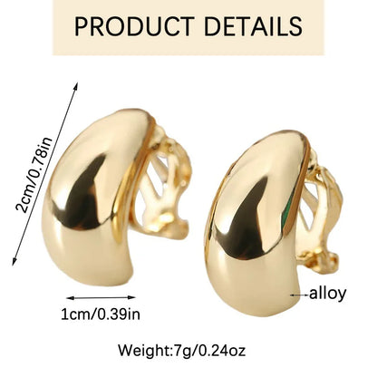 New French Light Luxury Droplet Shaped Ear Clip with No Ear Holes, High Grade, Simple and Smooth Female Earrings Accessories.