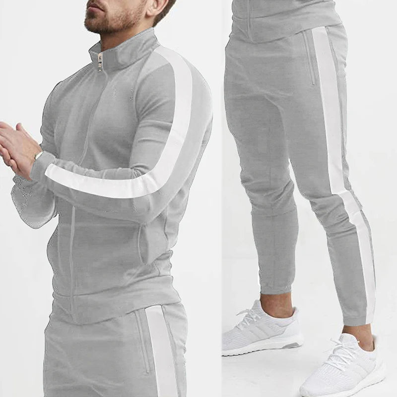 Frühling und Herbst neue Freizeit Herren Sport Set farbige Herren Stehkragen Casual Set trend ige Sport 2-teiliges Set.