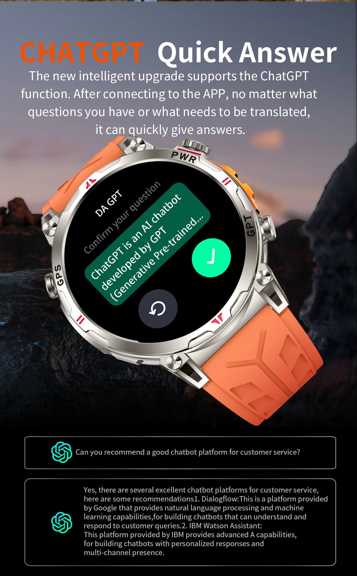 2025 GPS Sports Smart Watch GPT AMOLED 1.56 inch 488 * 488 Heart Rate Blood Oxygen Blood Pressure Monitoring 3ATM Smartwatches