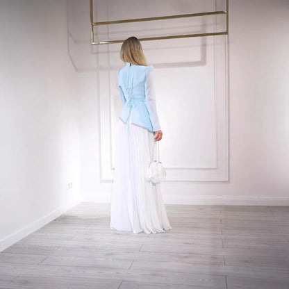 Modest High Neck the Middle East Evening Dress Kaftan Women A Line Prom Gown Graceful Simple Long Sleeves Cocktail Wear.