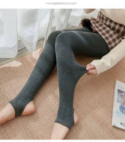 Women's Fall Winter Ribbed Vertical Stripe Thermal Leggings Fleece Thickened  Street Ready Seamless High Waist Thermal Pants