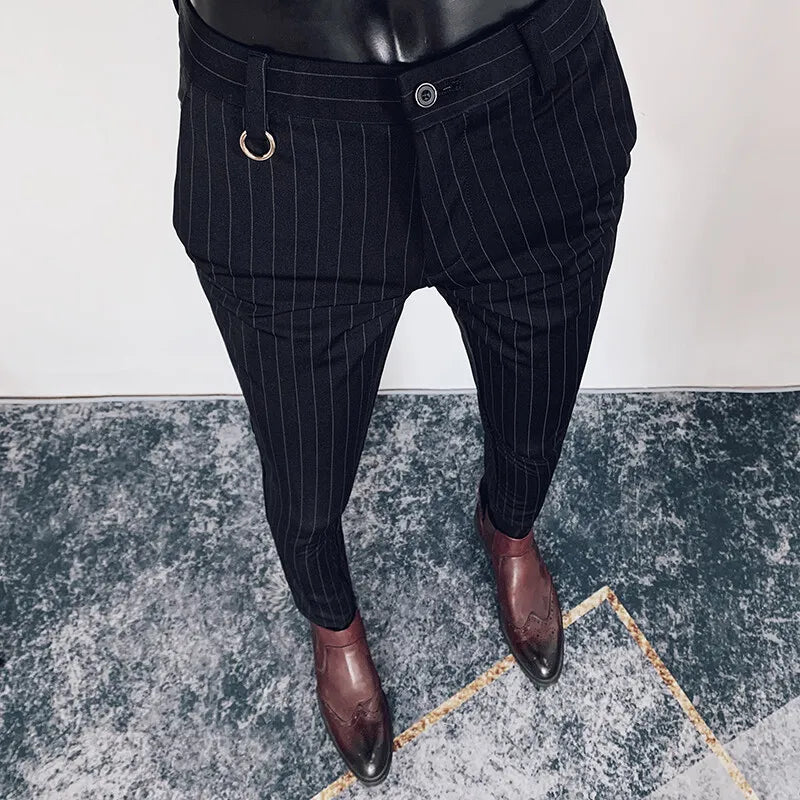 Men Suit Pants Formal Trousers Pantalone Hombre Stretch Slim Solid Color Casual Dress Full Length Pants Fashion New Men Clothing.
