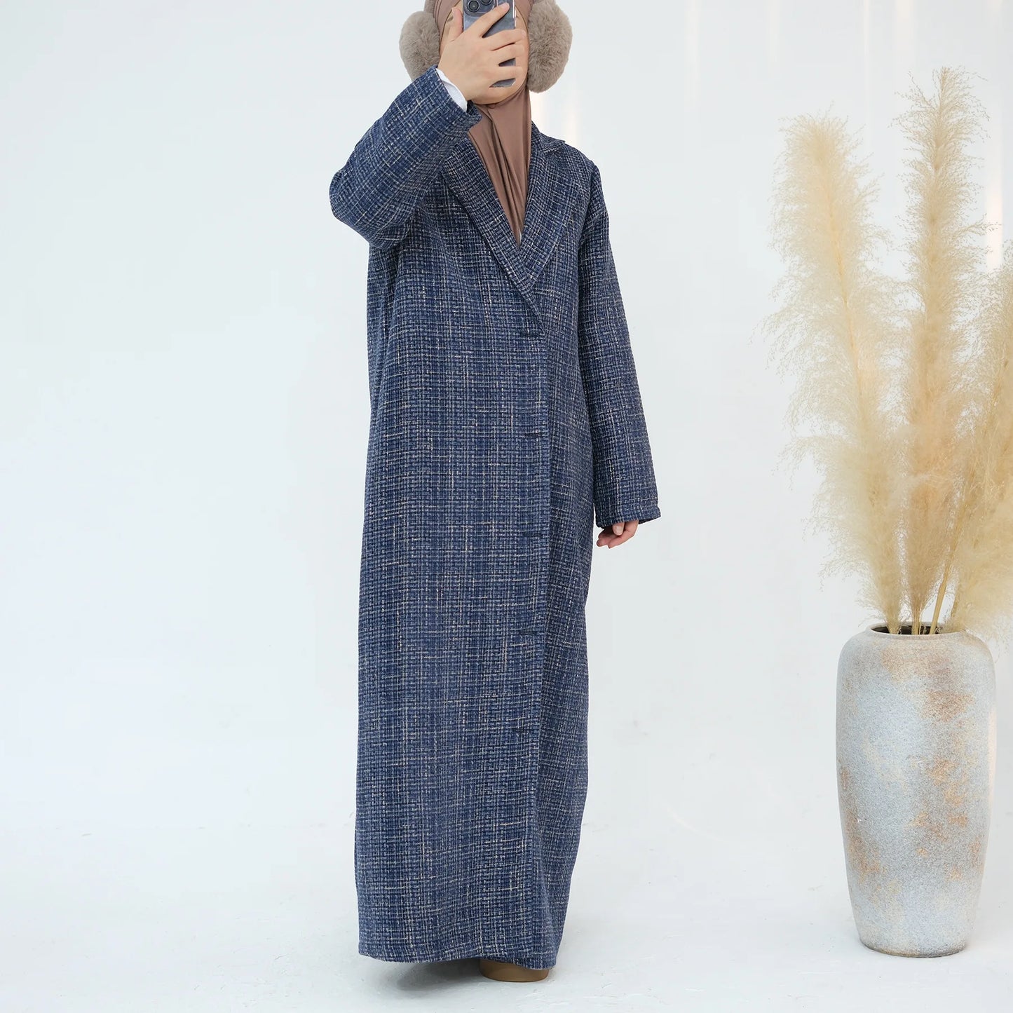 Ramadan Eid Winter Open Abaya Dubai Muslim Modest Coat Kimono African Dresses For Women Kebaya Kaftan Islam Robe Femme Musulmane.