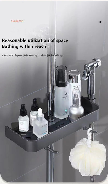 Haushalt Lift Ständer Dusche Rack Dusche Gel Lagerung Rack Badezimmer Perforation-Freies Dusche Stange Tablett