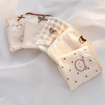 5Pcs/Set M-XL Women's Panties Cotton Underwear Cute Cartoon Bear Girl Briefs Mid Waist Underpants Breathable Panty Sexy Lingerie
