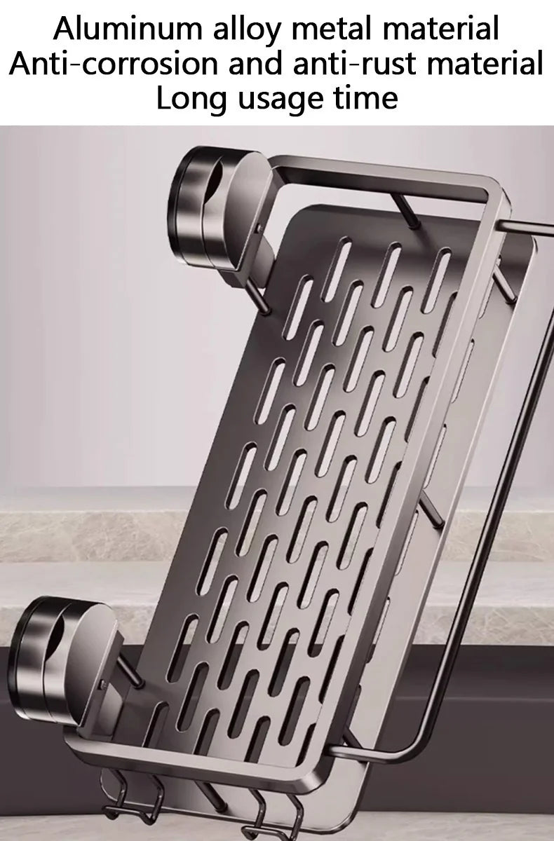 Kein Bohren, Saugnapf, selbstklebendes Badezimmerregal, Badezimmerregal, Toilette, Aluminium-Hängeregal, Badezimmer-Organizer, zum Aufhängen an der Wand