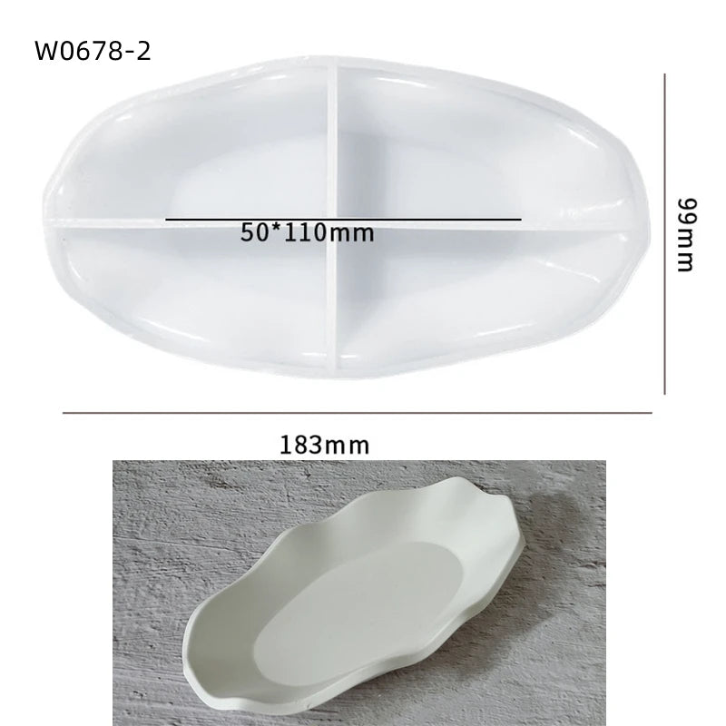 Storage Tray Clay Silicone Molds DIY Jewelry Display Holder Epoxy Resin Molds Oval Candle Cup Coaster Gypsum Plsater Mould.