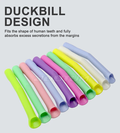10pcs Dental Autoclavable Strong Suction Tips Dental Duckbill Evacuation Tips Aspirator Saliva Tube Suction Tips Dental Material.