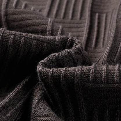 Luxury high-quality round neck exquisite plaid knitted sweater men's autumn and winter new casual warm comfortable pullover.