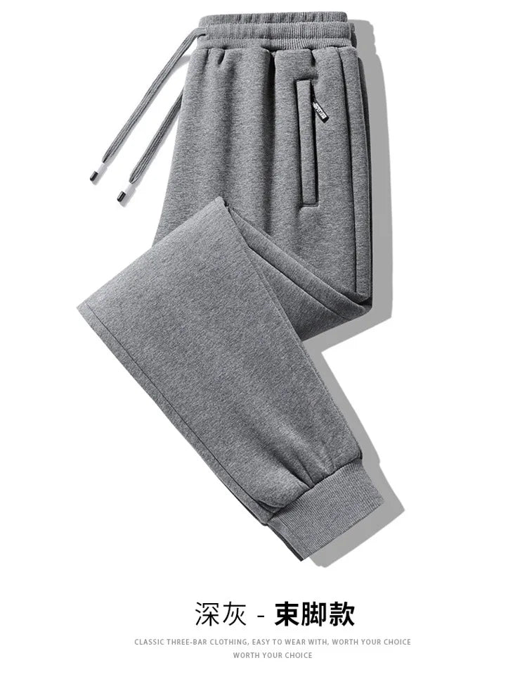 Winter Men's Cotton Fleece-Lined Sweatpant Men Plush Thick Lambswool Thermal Drawstring Trousers Casual Comfortable Sports Pants.