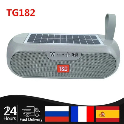 T&G TG182 Solar Charging Portable Stereo speakers Wireless Bluetooth With Mic Outdoor Loudspeaker Waterproof FM Radio Soundbar.