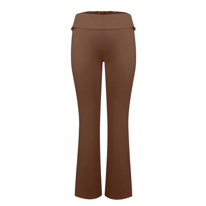 Damenmode, einfarbig, schmale Passform, schmale Reverse-Taille, niedrige Taille, elastische Taille, Schlaghose, Hose für Damen, Damenhose 2024