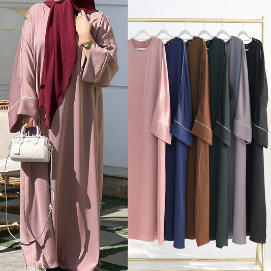 Ramadan Satin Abaya Damen Dubai Modest Dress Islam Muslim Kaftan black abayas For Women Kebaya Vestidos Robe Femme Musulmane.