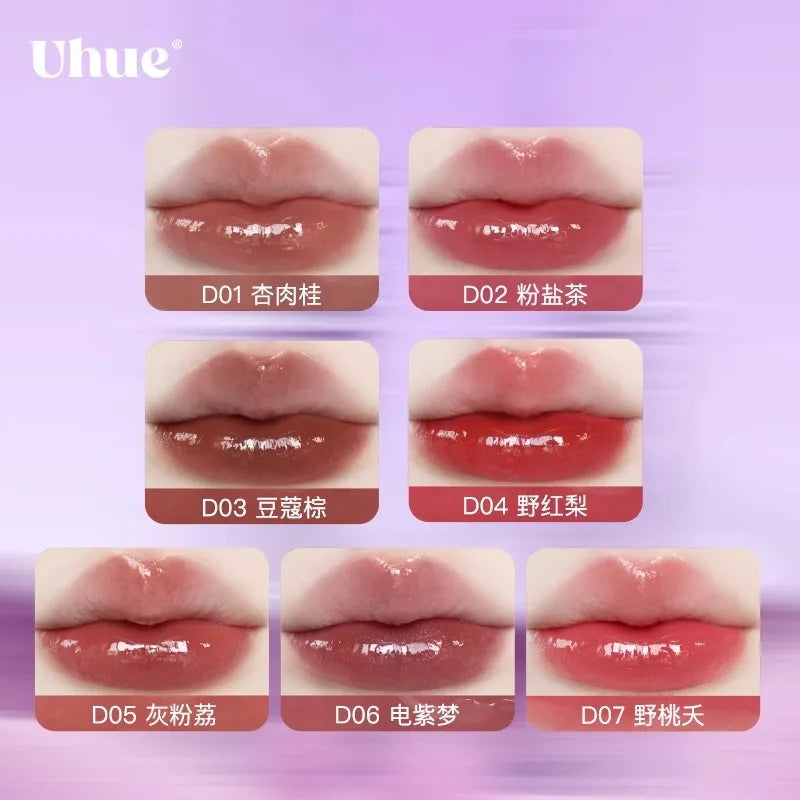 Uhue Lip Gloss Moisturizing Hydrating Glass Lip Glaze Crystal Fruit Nourishing Lipstick for Women Lipstick Makeup Cosmetics.