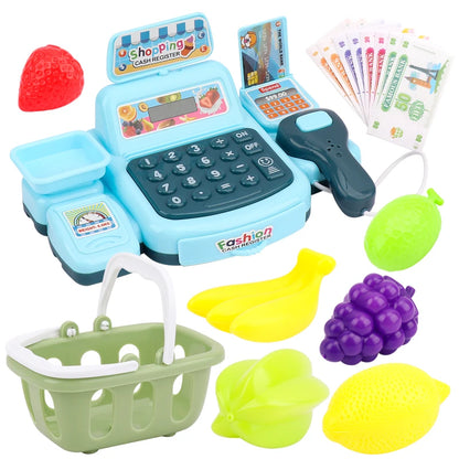Simulation Cartoon Supermarket Cash Register Toy Home Appliance Series Children Play Home Electric Lighting Sound Register.