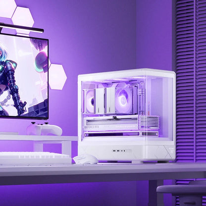 JONSBO D200 MATX Case (Column-Free Curved Sea View/240 Radiator/ATX Power Supply/Digital Display/Type-C Gen2 10Gbps+).