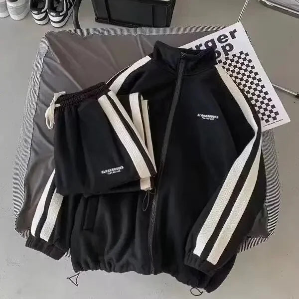 Casual Sporty Men's Hoodie Pants Set Hong Kong Style Long Sleeve Autumn Winter Loose Trendy Student Wear AE Origin China