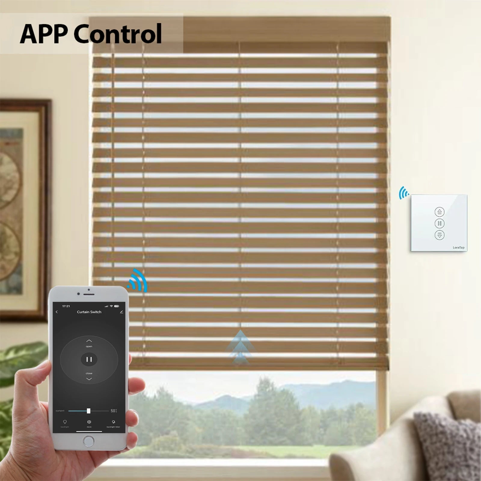 LoraTap Tuya-Jalousien-Vorhangschalter der 7. Generation mit Fernbedienung, Prozentwert. Arbeiten Sie funktionieren mit Google Home Alexa Smart Life.