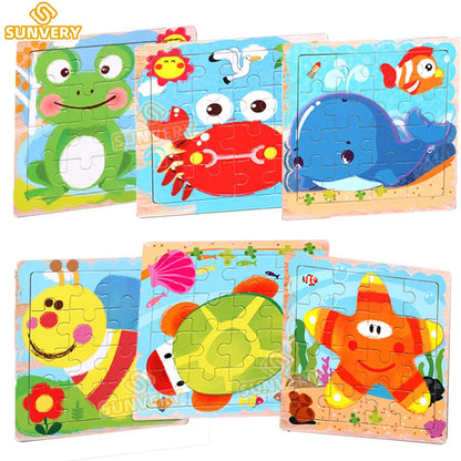 9/16 Jigsaw Puzzles for Kids Ages 2 3 4 5 Toddler Wooden Puzzle Preschool Educational Toys Set Animals Puzzle for Boys and Girls